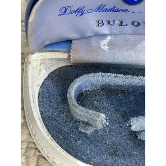 Bulova Resin Dolly Madison White And Blue Collection Box Box Only - Picture 12 of 13